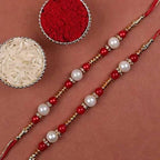 Two Pearl Rakhis & Ferrero Rocher Box | Grocsy