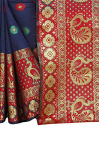 Vamika Banarasi Cotton Silk Navy Blue Weaving Saree | Grocsy