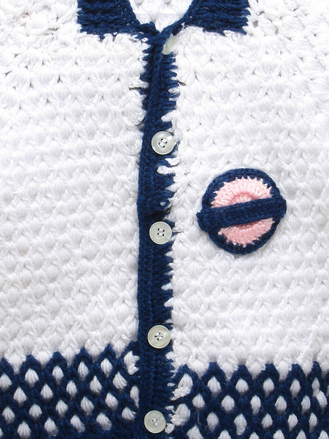 Chutput Kids Woollen Hand Knitted Tacky Design Sweater - White | Grocsy