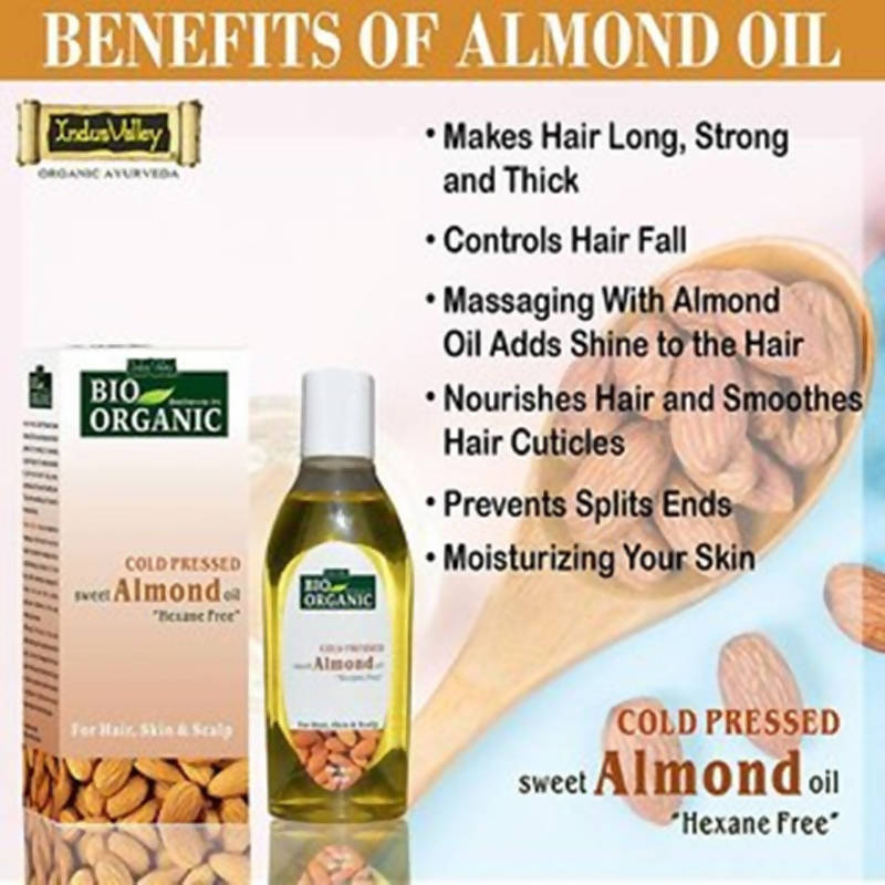 Indus Valley Bio Organic Cold Pressed Sweet Almond Oil | Grocsy