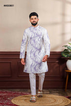 Purple Art Silk Digital Printed, Embroidery Work Kurta Set - Mahotsav | Grocsy