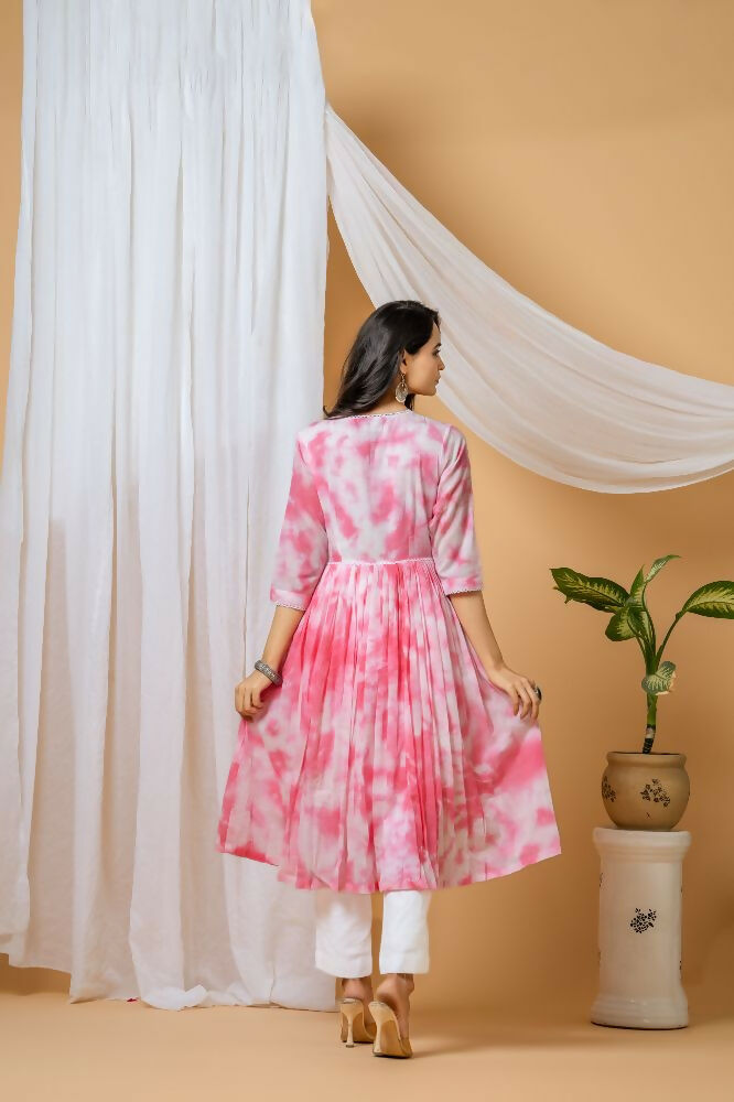 Joban Fashion Pink Tie & Dye Kurta Pant Set | Grocsy