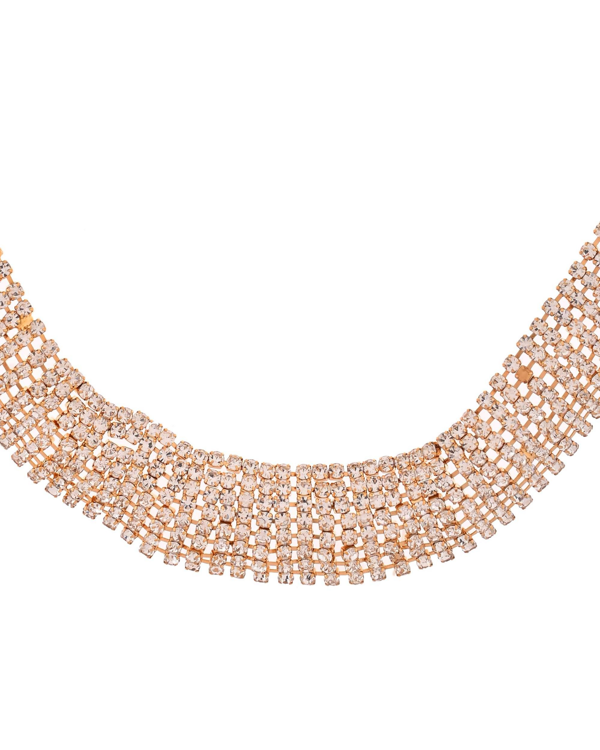 Jewels Nest Gold-Plated American Diamond Wide Choker Necklace Set