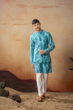 Breezy Leaves Print Cotton Nehru Jacket Set by Hilo Design | Grocsy