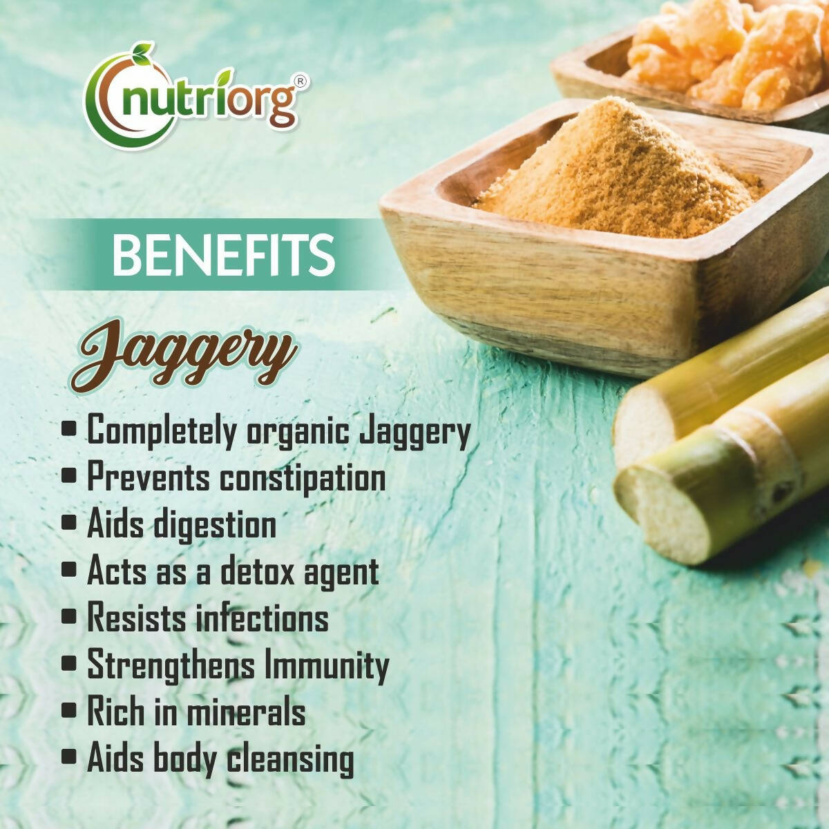 Nutriorg Certified Organic Raw Jaggery | Grocsy