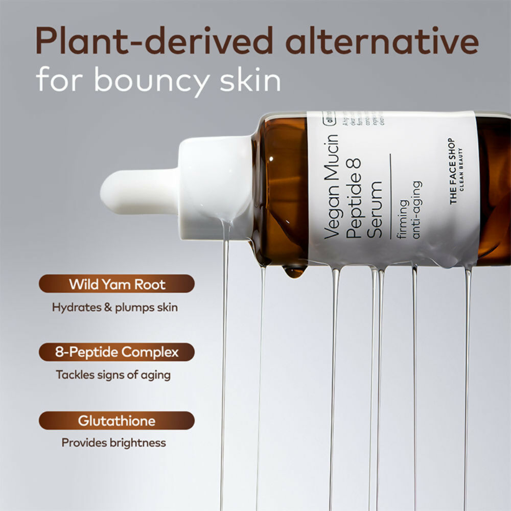 The Face Shop Alltimate Vegan Mucin Peptide 8 Serum - No Snails, Korean, Anti Aging, Hydrating | Grocsy