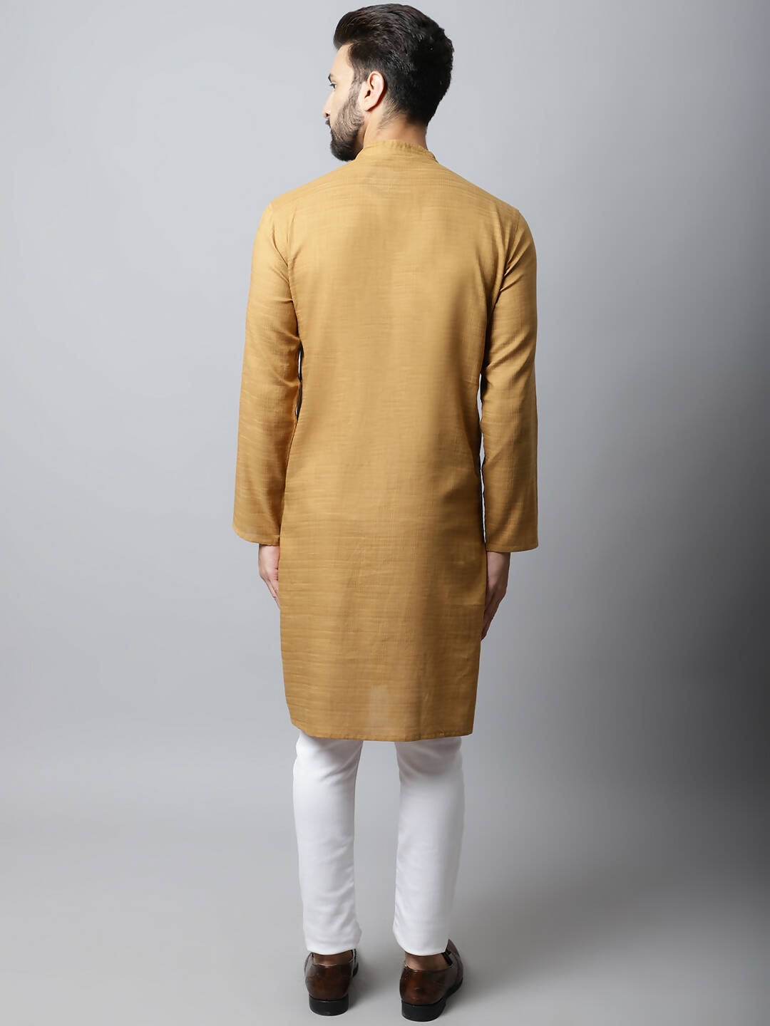 Even Apparels Brown Color Pure Cotton Men's Kurta With Band Collar (SLD1177) | Grocsy