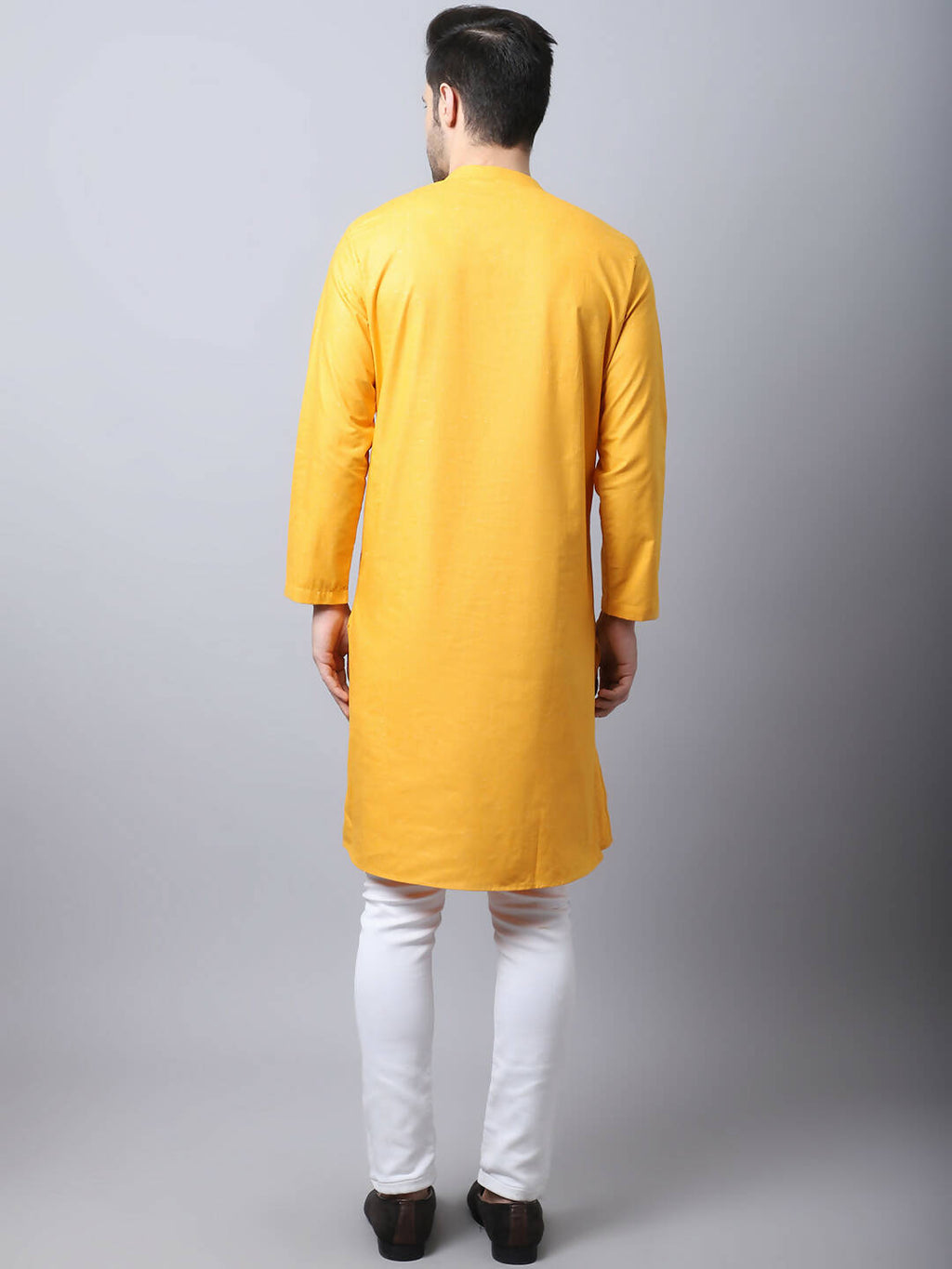 Even Apparels Yellow Pure Cotton Sherwani Kurta With Asymetrical Cut | Grocsy
