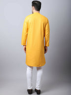 Even Apparels Yellow Pure Cotton Sherwani Kurta With Asymetrical Cut | Grocsy