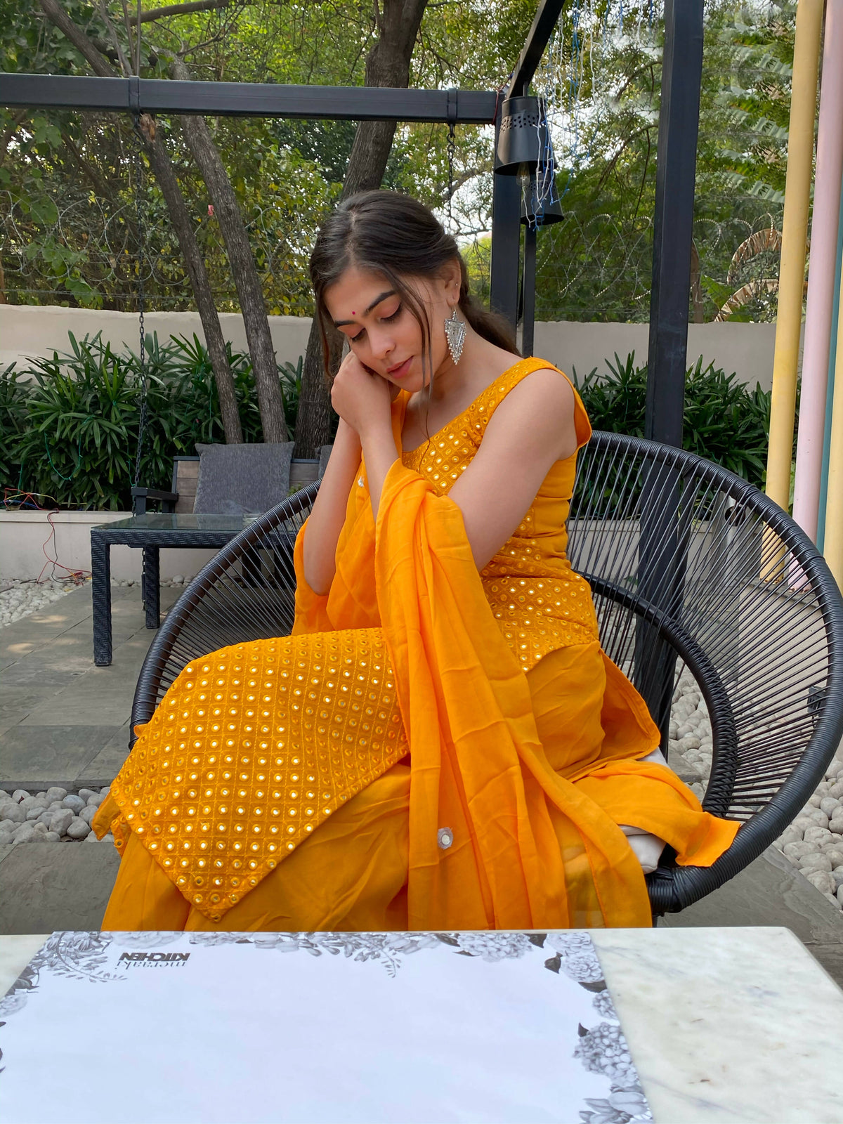Partywear Designer Yellow Georgette Palazzo Suit - Anbazaar | Grocsy