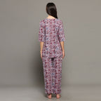 Breathables Women Cotton Printed Loungewear Kurta And Pants Co-Ord Set Pink I Night Wear | Floral Print | Grocsy