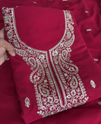 KC Dark Pink Georgette Heavy Embroidered Fancy Suit For Women | Grocsy