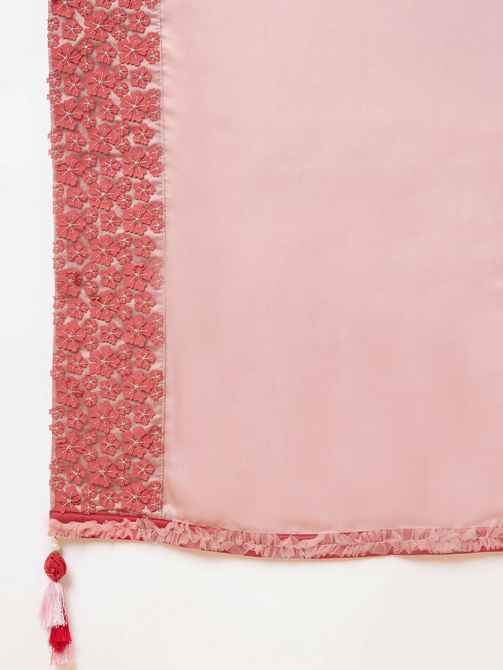 Light Pink Satin Georgette Laser Cut Floral Embroidery , Resham, Zari And Cord Embroidery Saree - Norita Hit Design | Grocsy