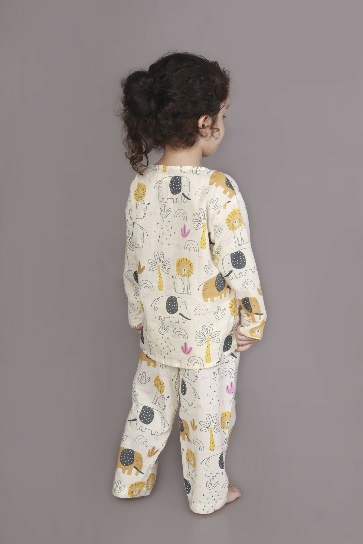 Breathables White Animal Print Cotton Nightsuit Set | Boys & Girls Kids Sleepwear | Grocsy