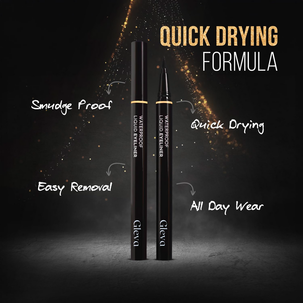 Gleva Liquid Eyeliner Pen Eye Makeup Waterproof Smudge proof - Black | Grocsy