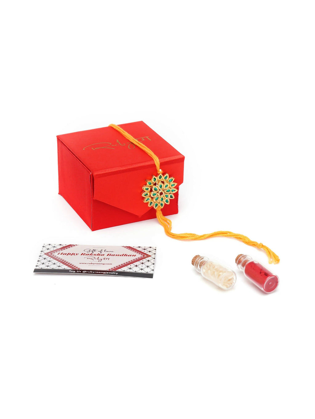 Designer kundan Rakhi - Ruby Raang | Grocsy
