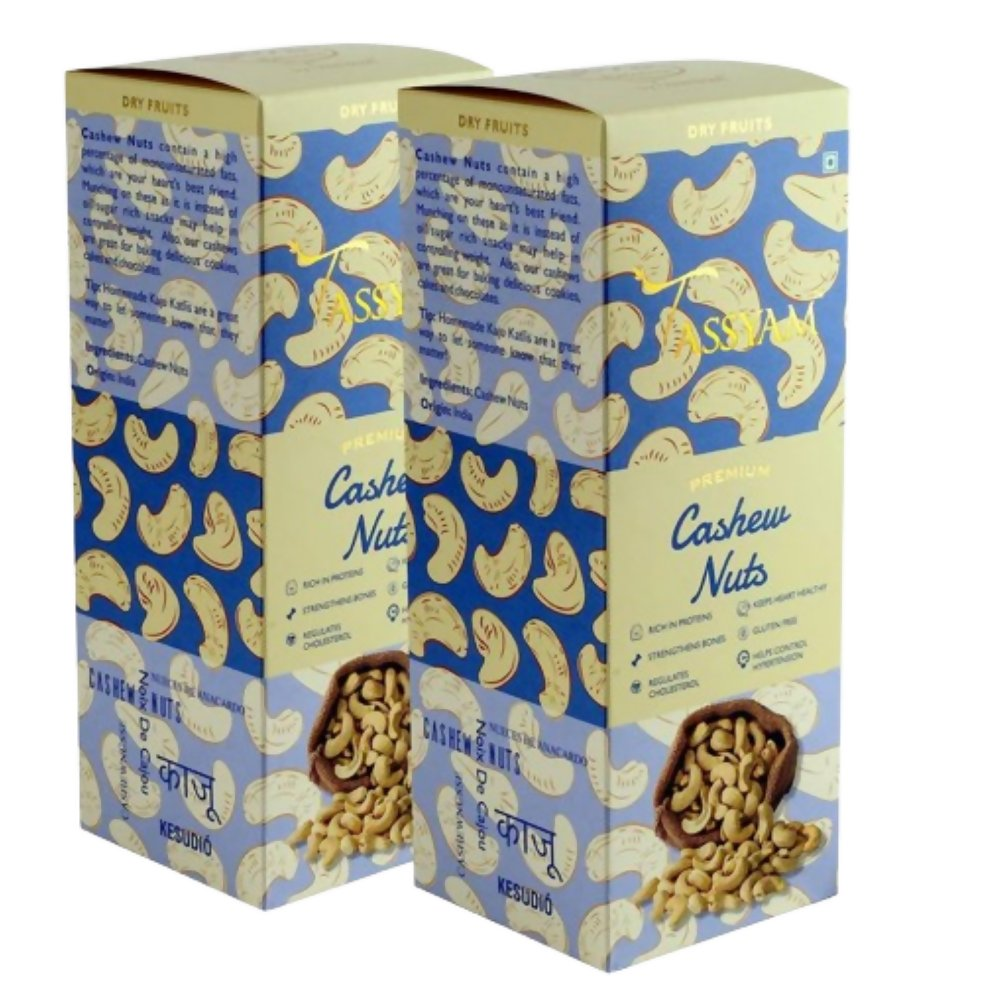 Tassyam Organics Premium Cashews w240 Grade - Box | Grocsy