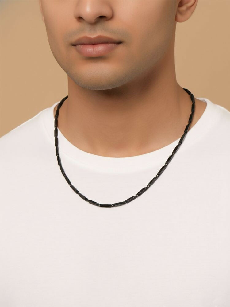 NVR Men's Black Toned Silver plated chain | Grocsy