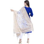 A R Silk White Color Silk Pahadi Silk Dupattas and Chunnis | Grocsy