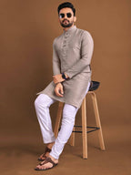 Indian Ethnic Mens Kurta Pajama Party Wear by Infinity Export - Light Brown | Grocsy