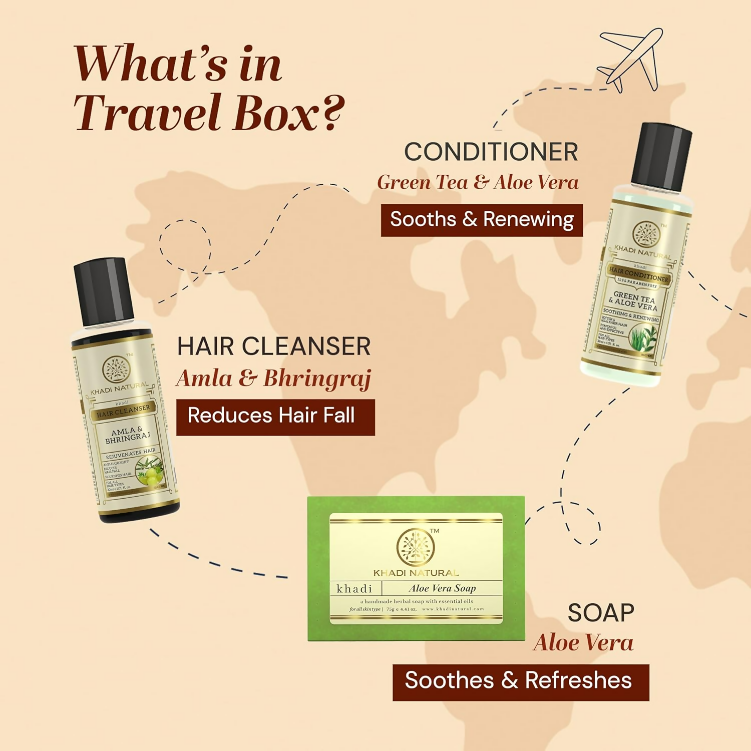 Khadi Natural Travel Kit Skincare & Haircare Essentials On-The-Go | Grocsy