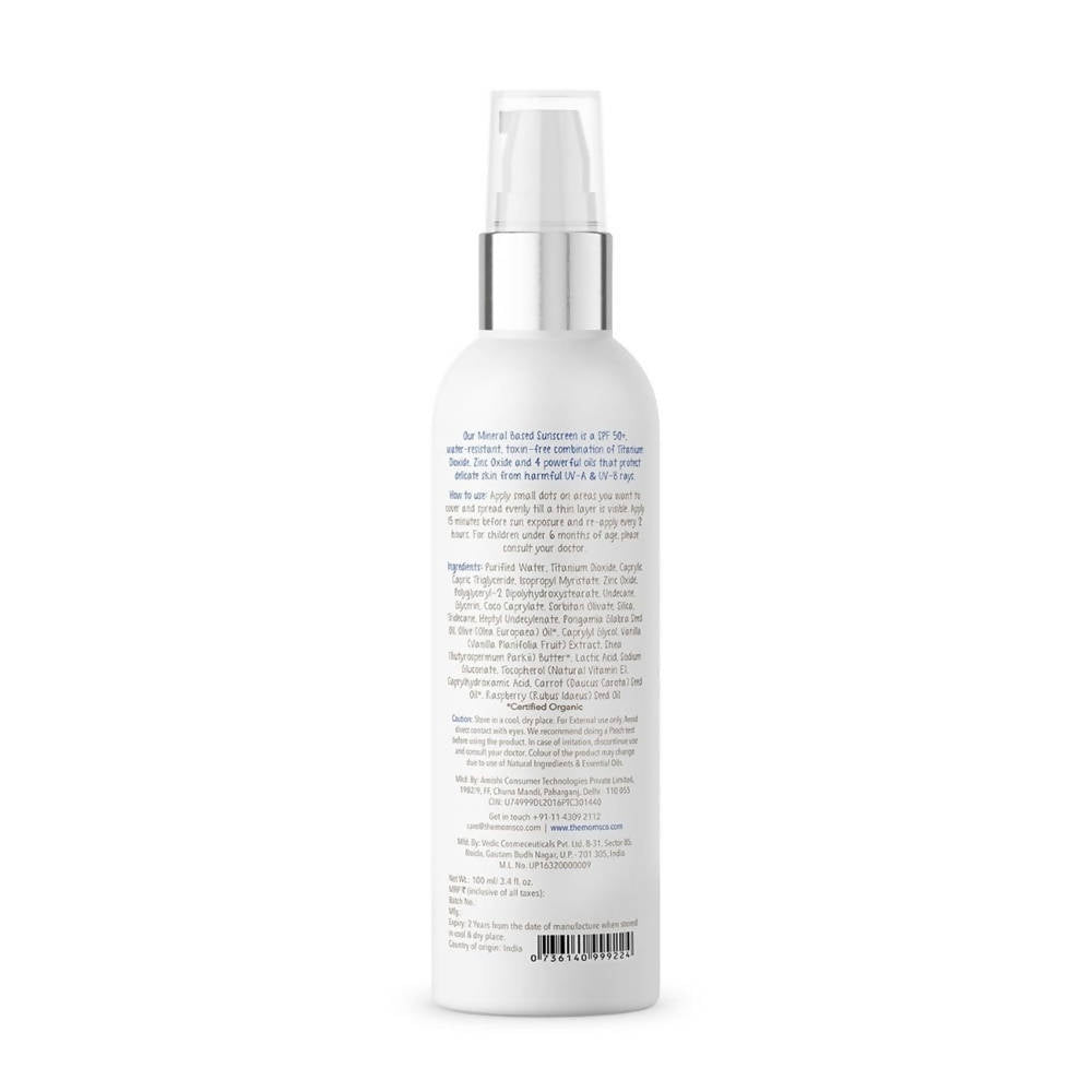 The Moms Co Waterproof SPF 50+ Natural Mineral Based Baby Sunscreen For UV-A & UV-B Protection | Grocsy