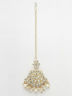 NVR Women's Gold-Polished Kundan-Studded Chandbali Earrings | Grocsy