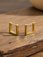 NVR Men's Gold Plated Geomatric Shaped Hoop Earrings | Grocsy