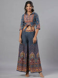 Juniper Women Navy Blue Rayon Printed Clothing Set | Grocsy