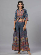 Juniper Women Navy Blue Rayon Printed Clothing Set | Grocsy