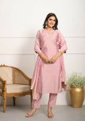 Festive Wear Ethnic Peach Viscose chanderi Stitched Suit With Dupatta - Nisha | Grocsy