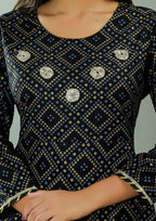 Vamika Black Lace Work Rayon Party And Casual Wear Kurta Set | Grocsy
