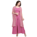 Vamika Crepe Rubber Print Pink Party Wear/Casual Wear/Office Wear Top Plazzo With Shrug | Grocsy