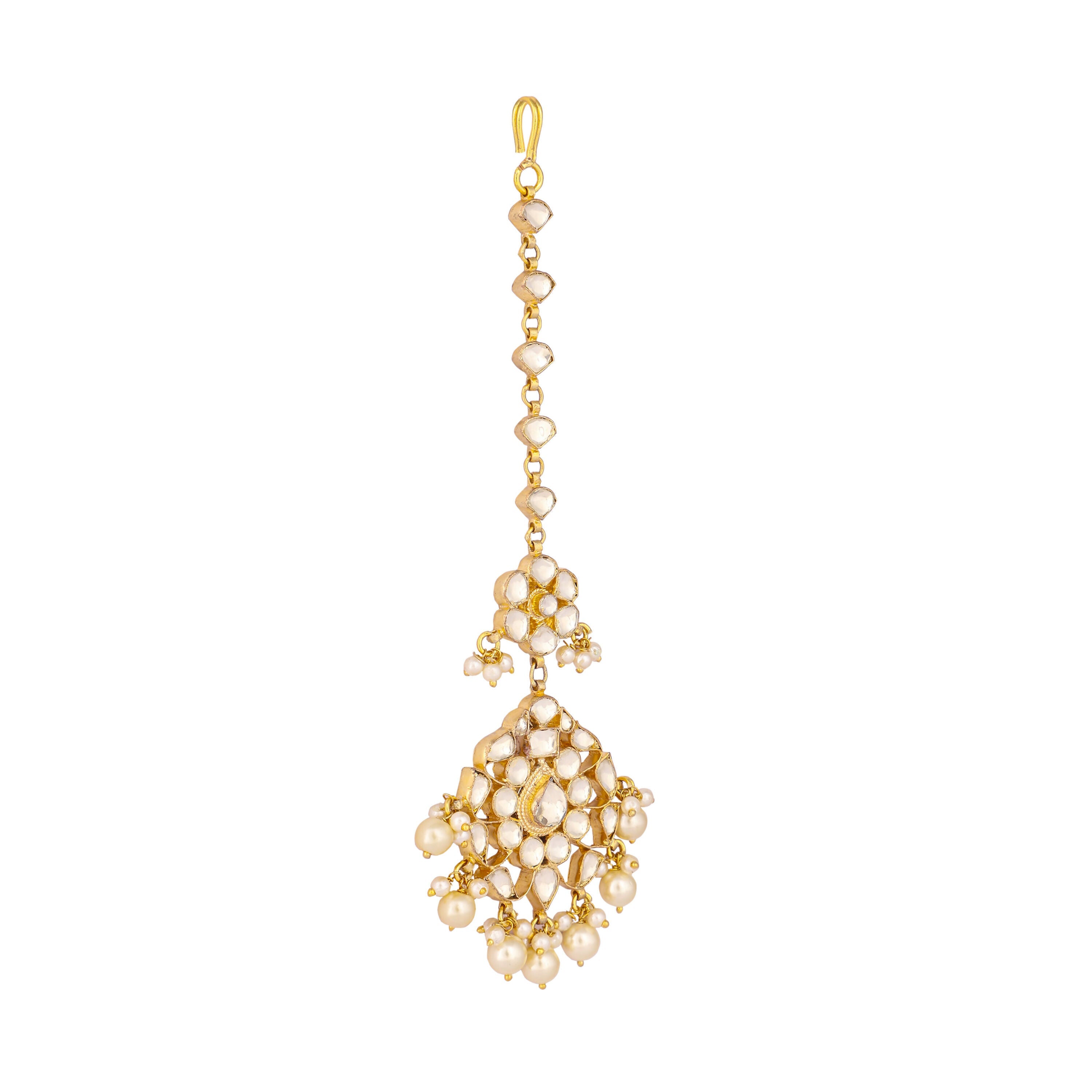 Nuyug 22K Gold-Plated Kundan Studded Maang Tikka Head Jewellery | Grocsy