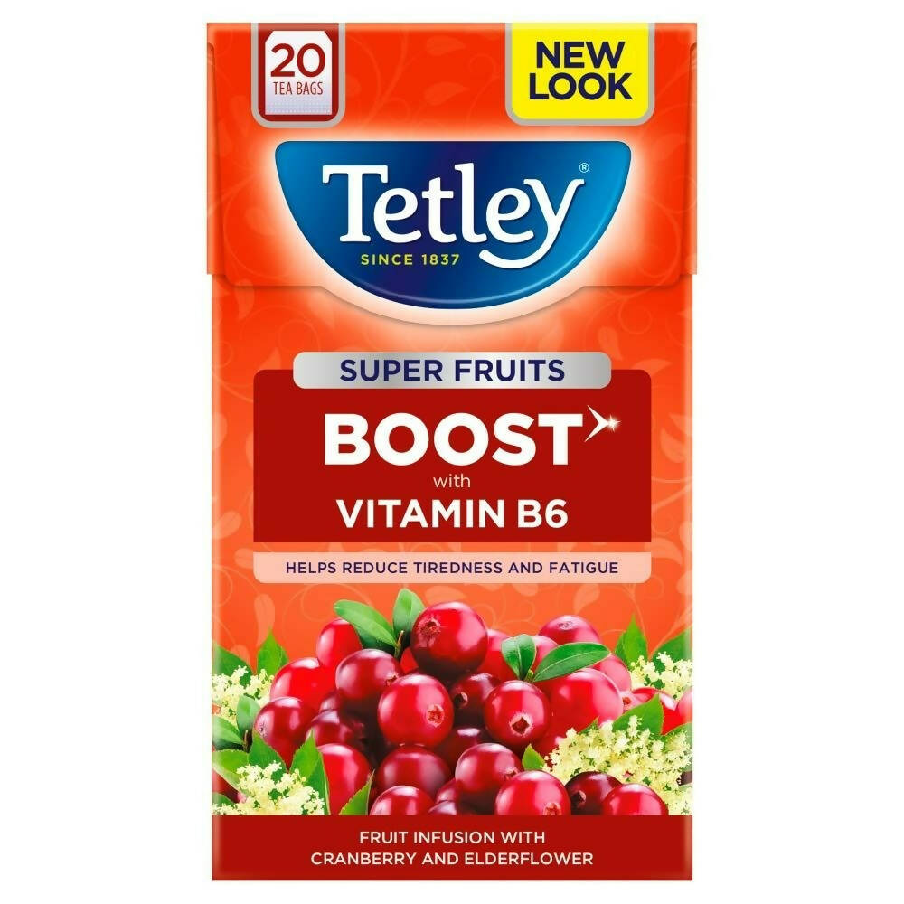 Tetley Super Fruits Boost With Vitamin B6 Cranberry & Elderflower Tea Bags | Grocsy