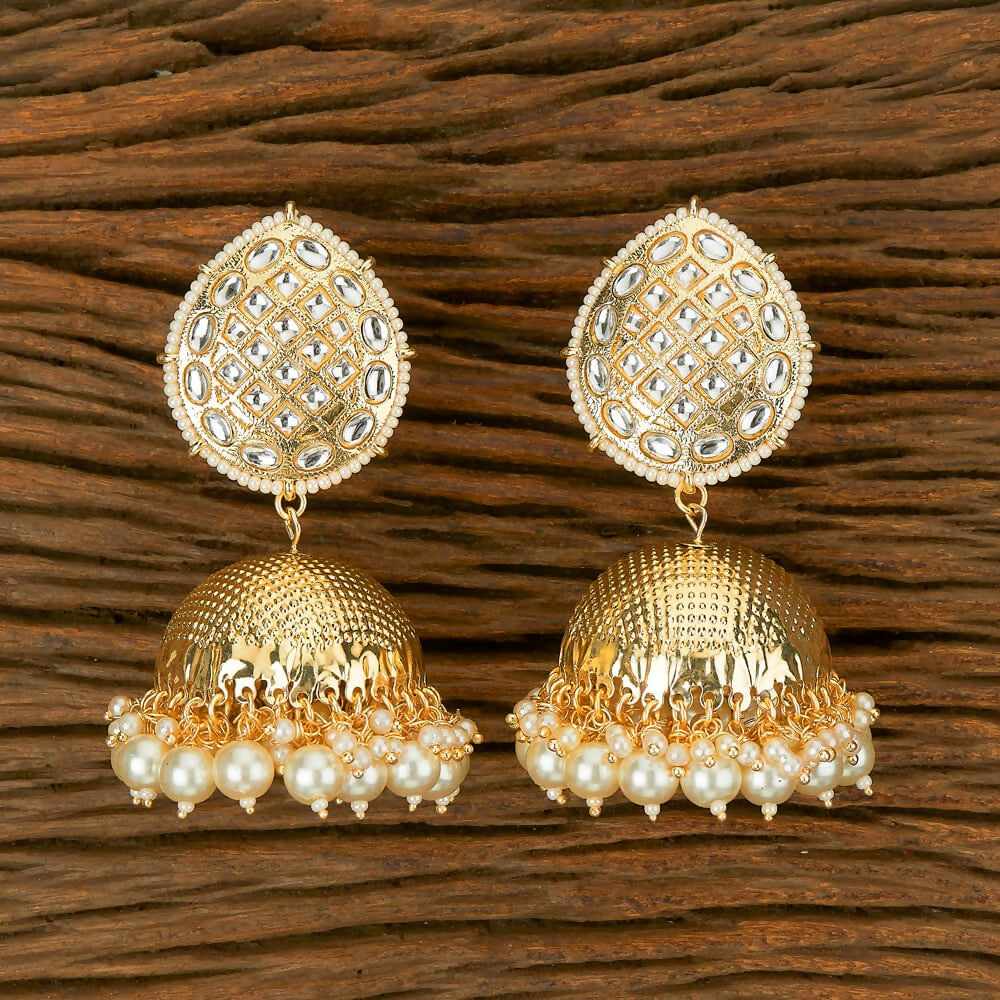 Joban Fashion Women Kundan Pearl Golden White Earrings | Grocsy