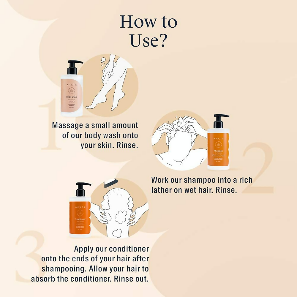 Arata Natural Oil Control Shower Power Set For Women & Men | Grocsy