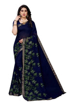 Vamika Navy Georgette Lace Work Saree (Prachi Navy) | Grocsy
