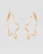 VOJ Women Gold Tonned Star Shape Hoop Stainless Steel Earrings