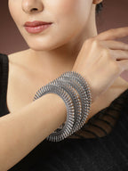 NVR Women's Set of 4 Silver-Plated German Silver Oxidised Bangles