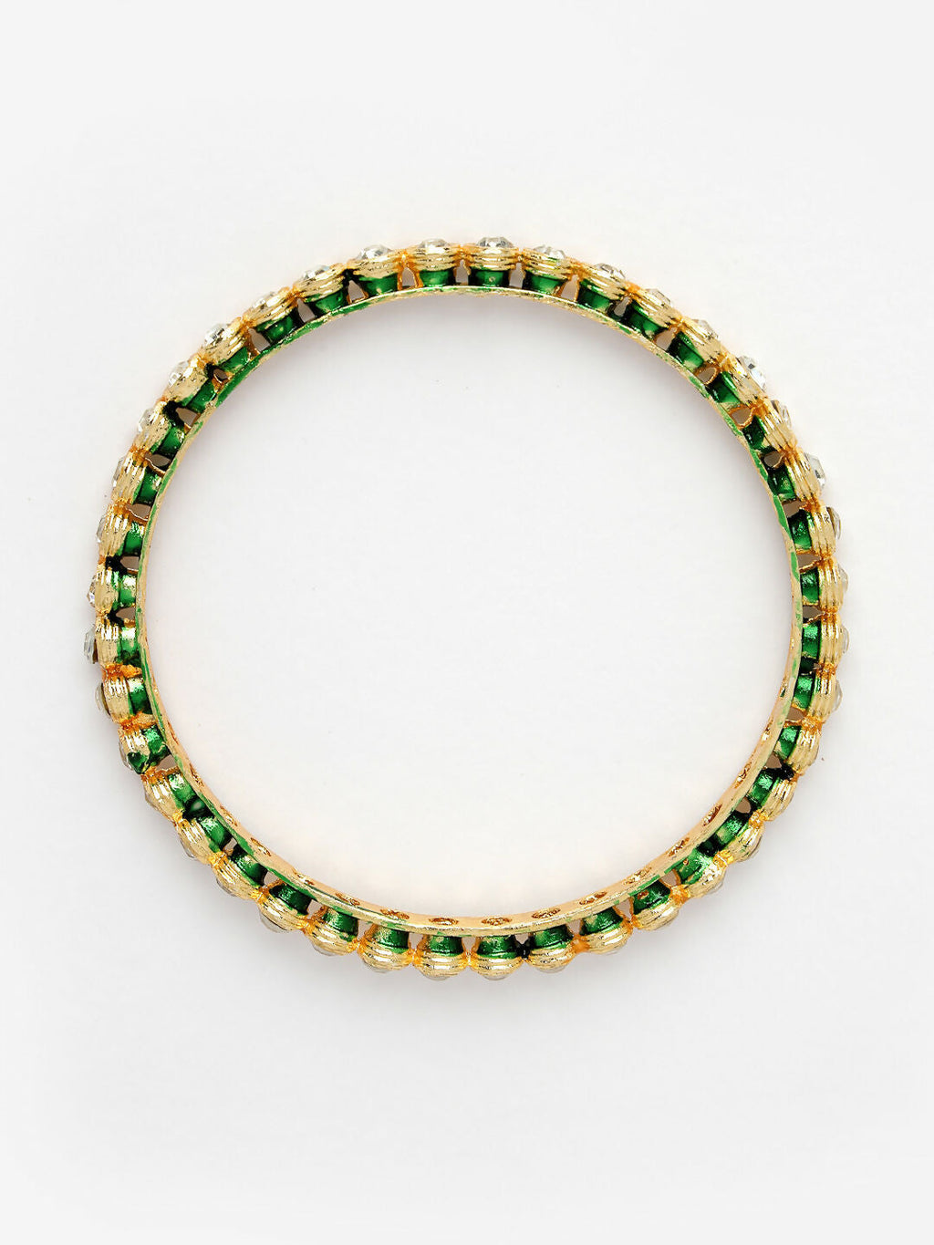 NVR Women's Set Of 4 Gold-Polished Kundan-Studded Traditional Bangles | Grocsy