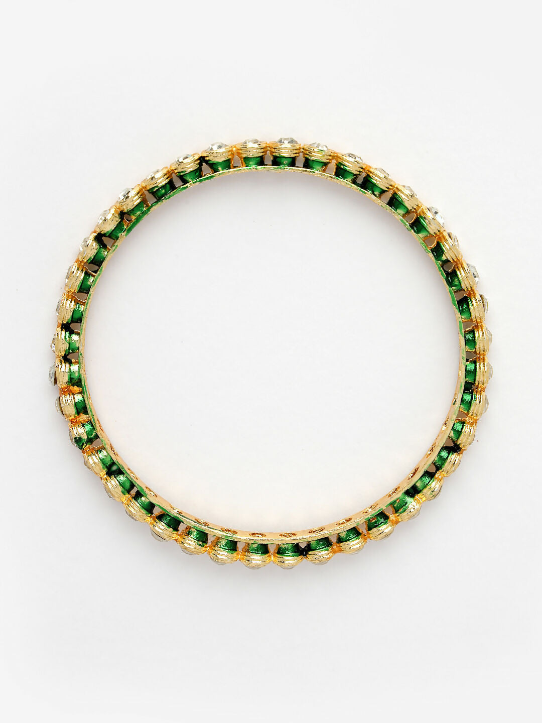 NVR Women's Set Of 4 Gold-Polished Kundan-Studded Traditional Bangles | Grocsy