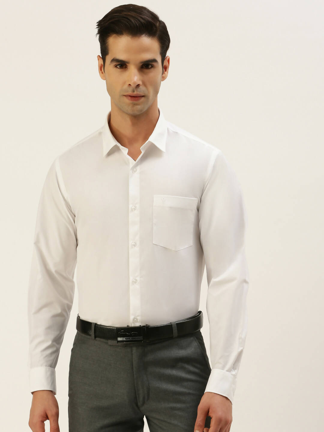 Ramraj Cotton Mens Full Sleeve Formal 100 % Cotton White Shirt | Grocsy