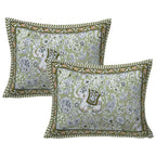 Rudra Bazaar Green 210 TC Cotton Double King Bedsheet With 2 Pillow Covers | Grocsy