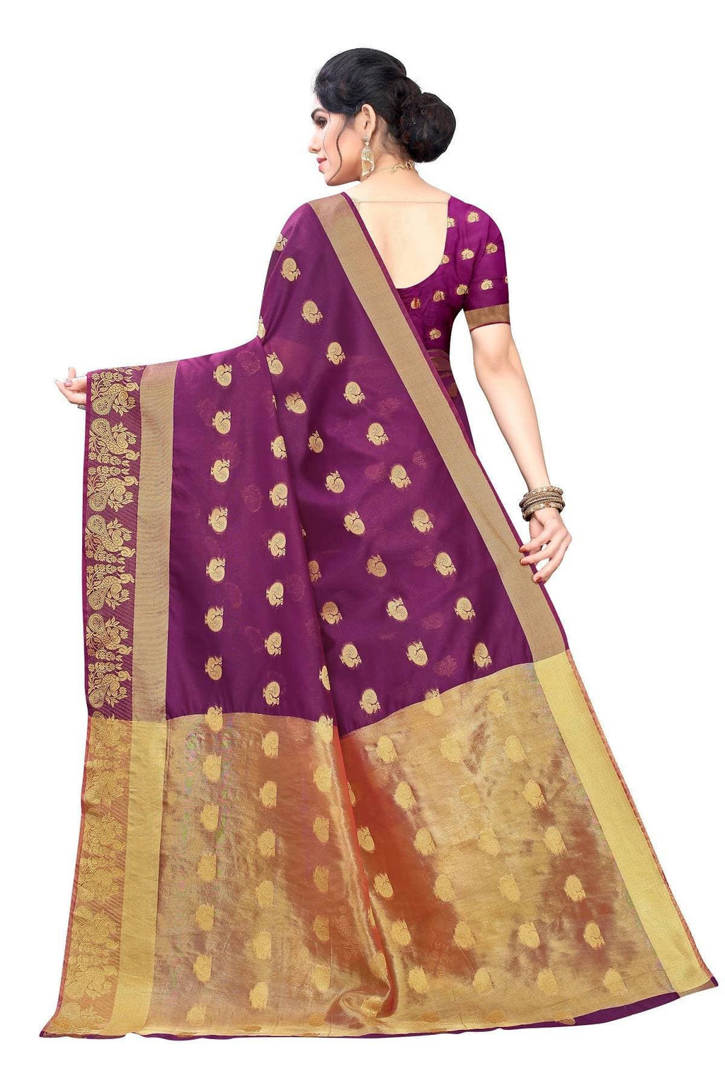 Vamika Banarasi Jacquard Weaving Wine Red Saree | Grocsy
