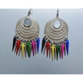 MS Fashion India Multicolor Long Drops Small Mirror Design Tassel Hook Earrings | Grocsy