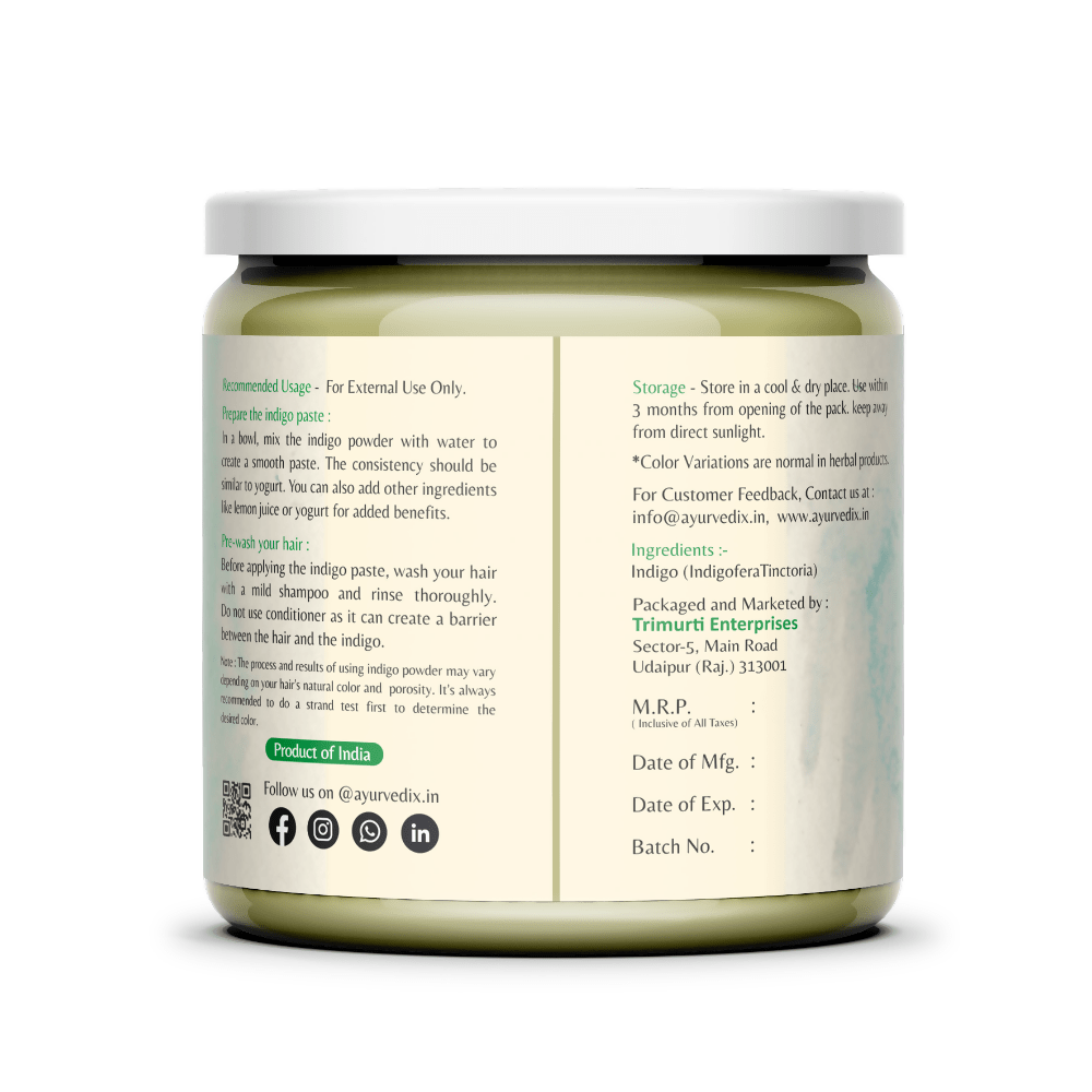 Ayurvedix Organic Indigo Powder - Natural Hair Colour | Grocsy