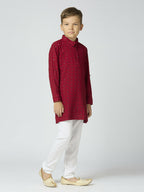 Joban Fashion Kids Island Full Sleeves Cotton Kurta and Pyjama Set with Sequin work - Maroon | Grocsy