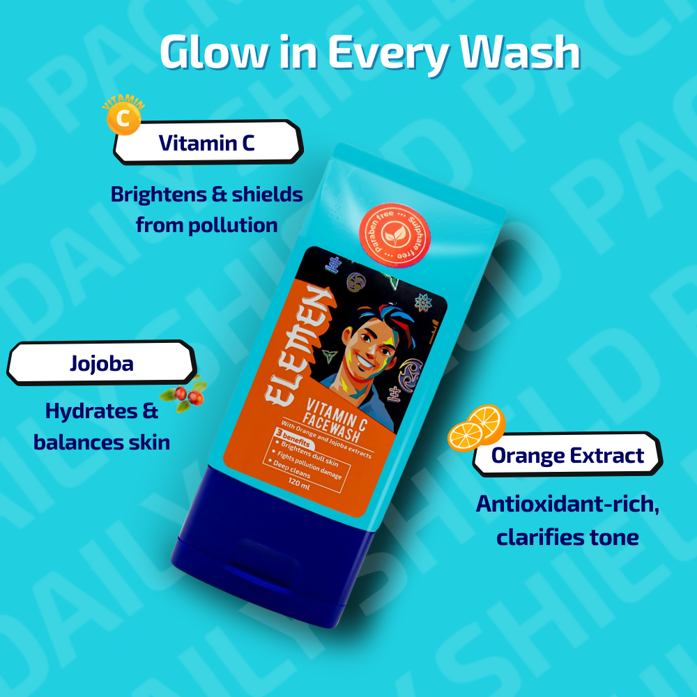 Elemen Daily Shield Pack: Facewash + Moisturiser + Sunscreen | Grocsy