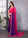 Designer Partywear Red & Blue Georgette Fancy Saree - Kanak | Grocsy